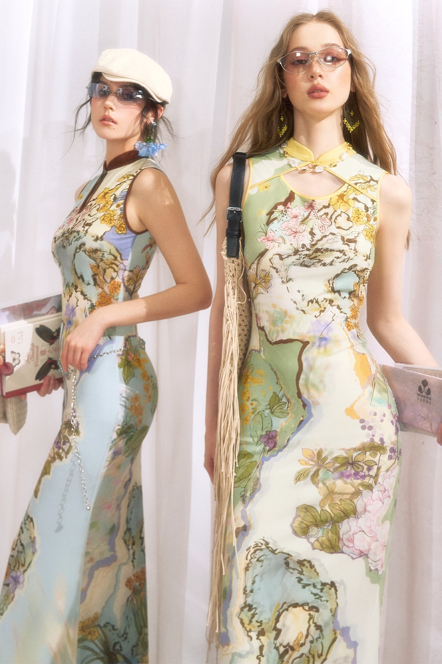 Chinese Style Ink Floral Cheongsam Dress