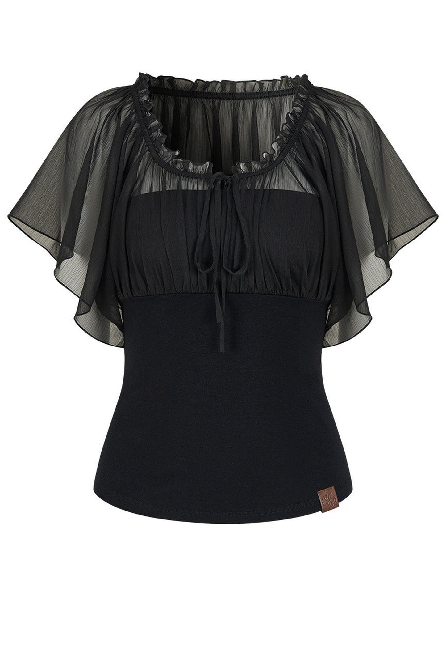 Gauze Patchwork Ruffle Top