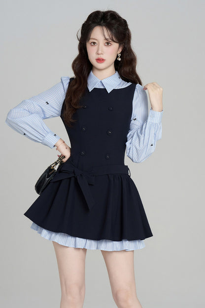 Preppy Style Long-Sleeved Dress