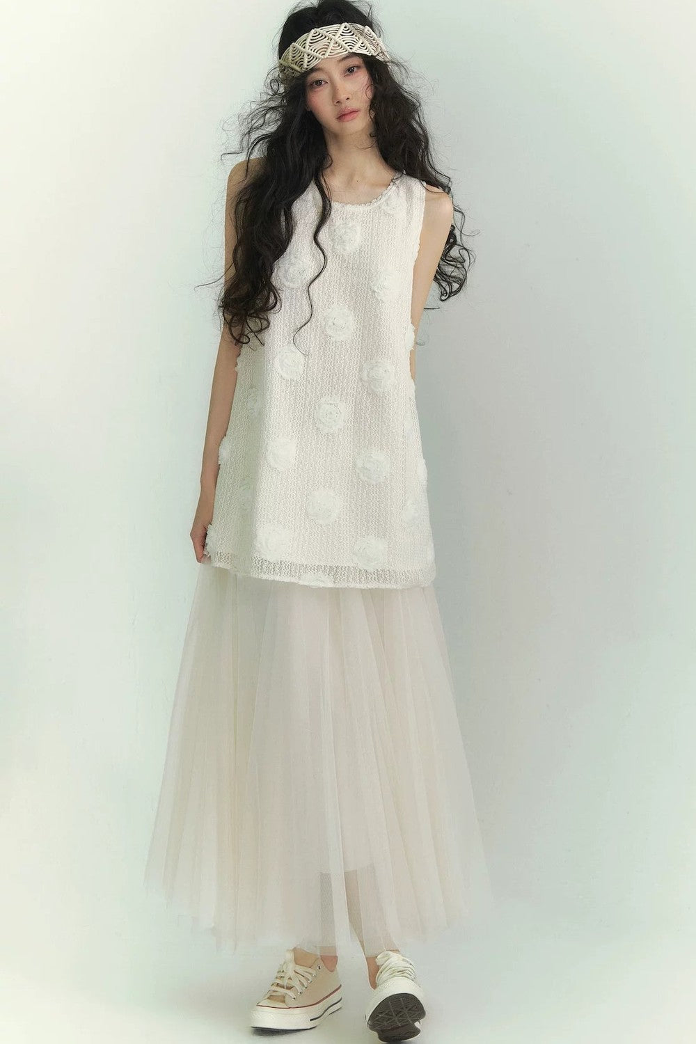 Floral Lace-Up Vest Dress