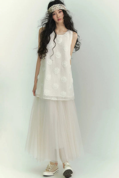Floral Lace-Up Vest Dress