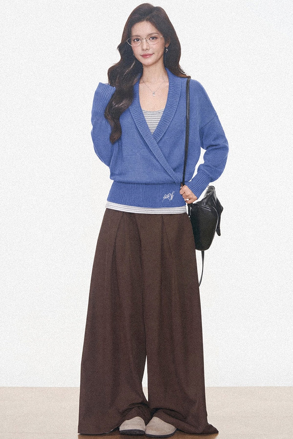Westayone Long-Sleeved Knitted Sweater and Wide-Leg Pants Set-Up