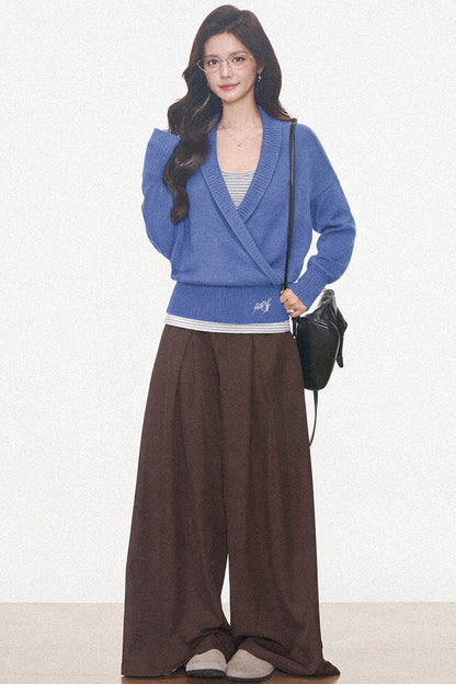 Westayone Long-Sleeved Knitted Sweater and Wide-Leg Pants Set-Up