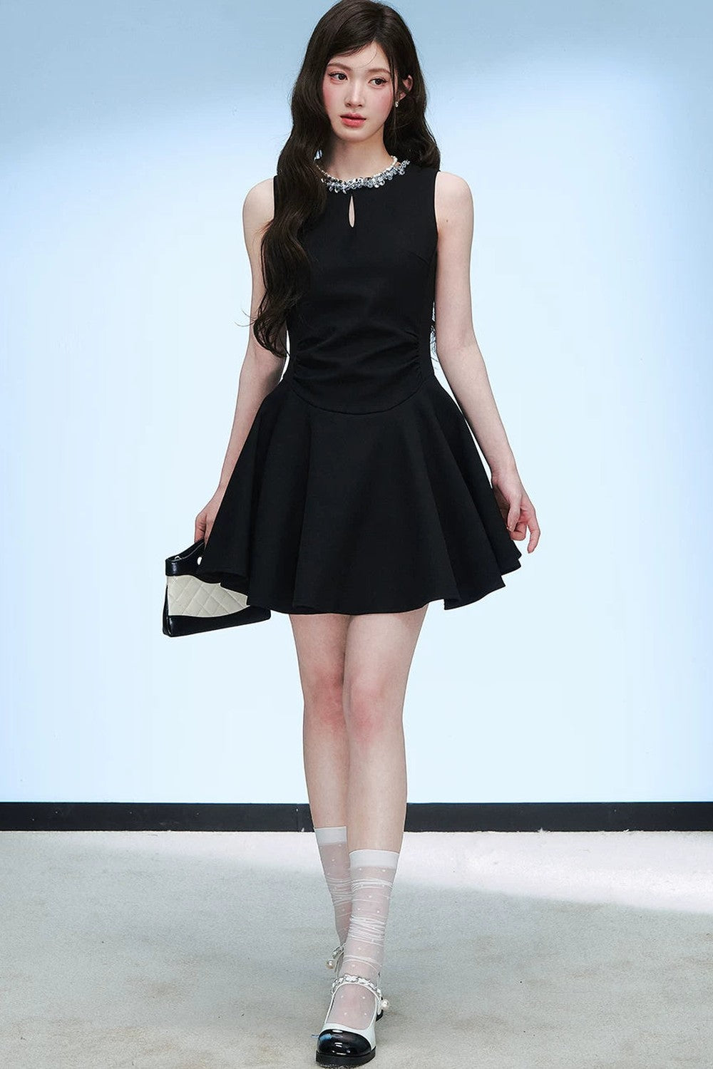 Sequin Collar Sleeveless Dress