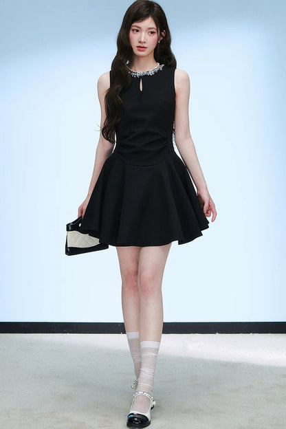 Sequin Collar Sleeveless Dress