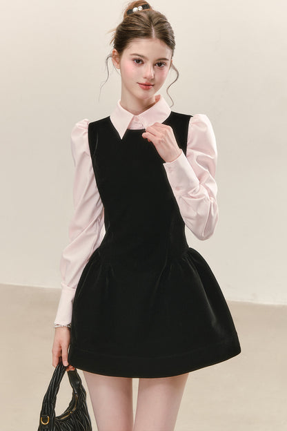 Sleeveless Black Tank Dress and Shirt Set