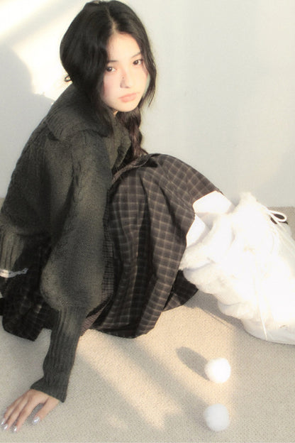 High-Waisted Plaid Cake Skirt