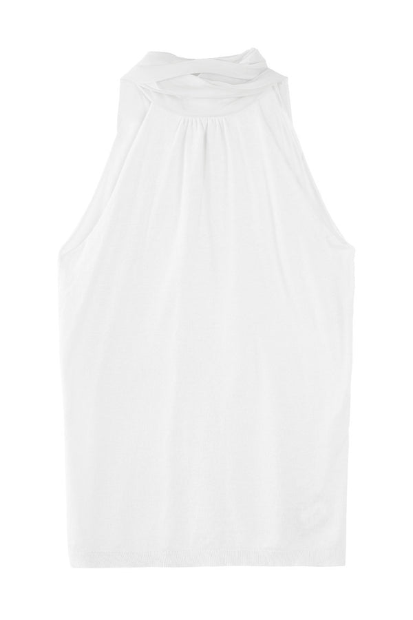 Cotton Silk Ribbon Sleeveless Halter Top
