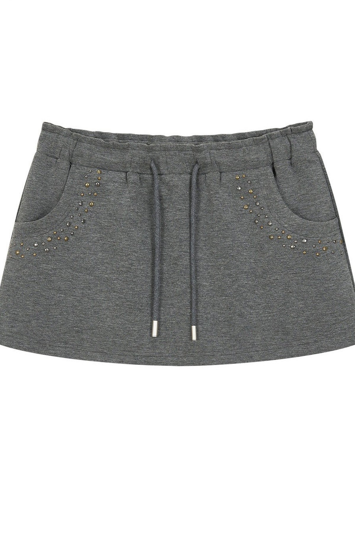 Silhouette Drawstring Hoodie and Studded Skirt Set-Up