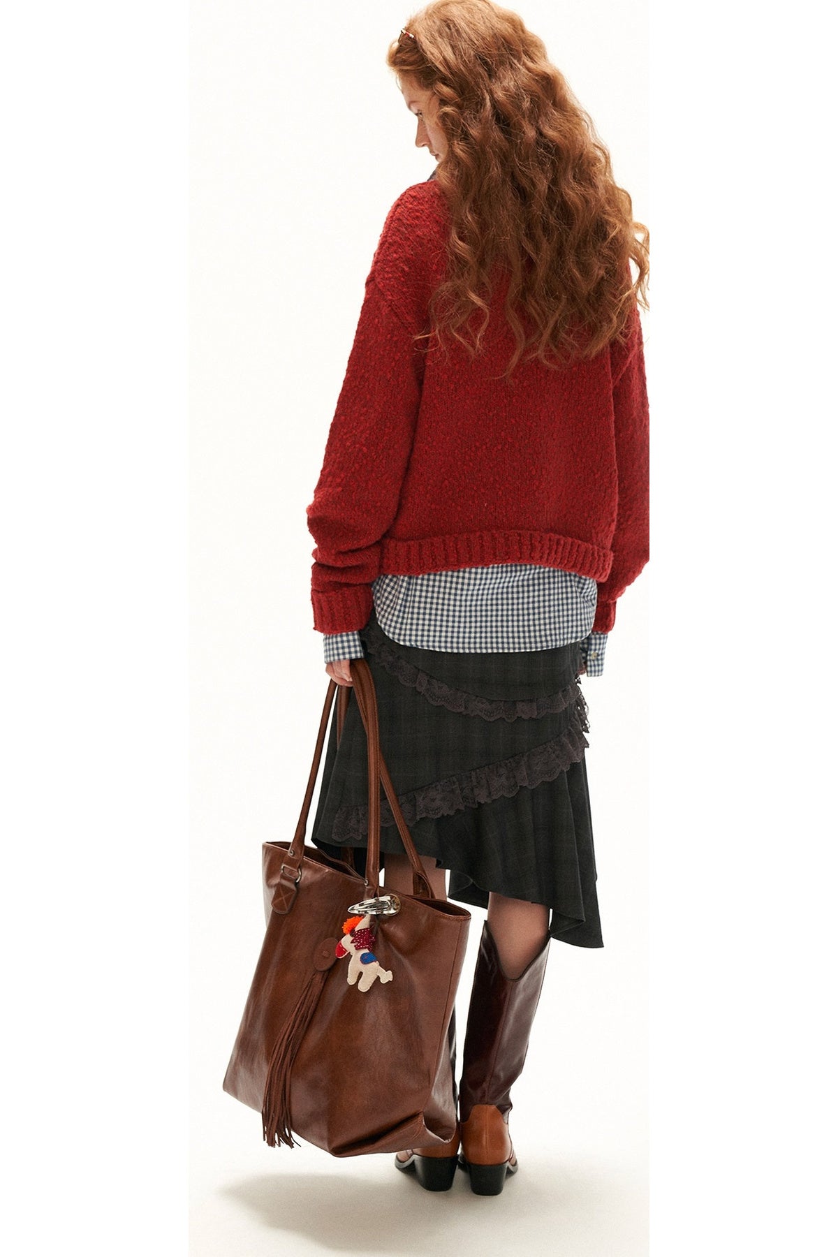 Loose Wool Yarn High Collar Pocket Sweater