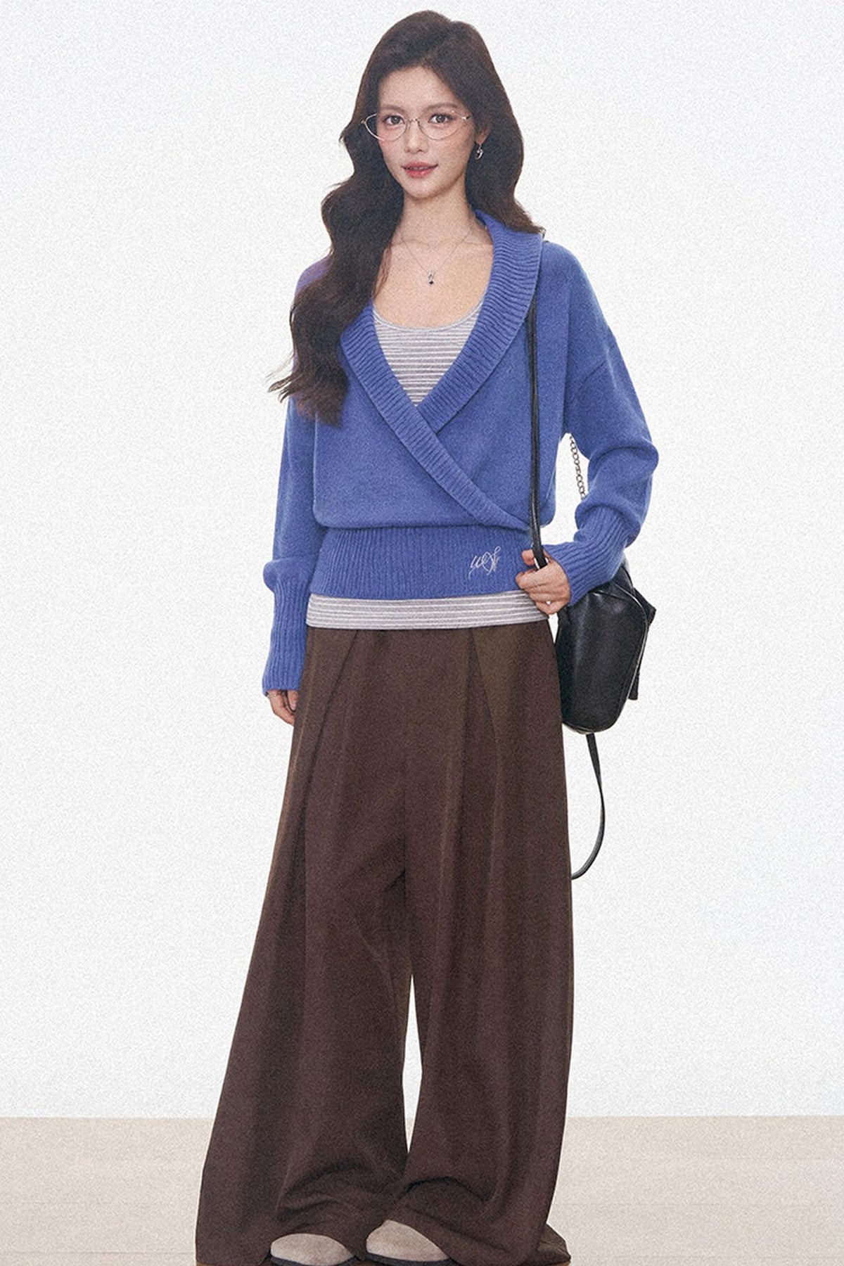 Westayone Long-Sleeved Knitted Sweater and Wide-Leg Pants Set-Up