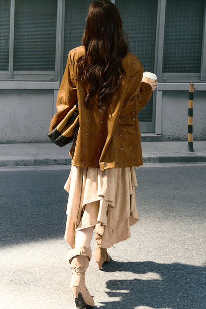 Long-Sleeved Asymmetrical Knitted Dress