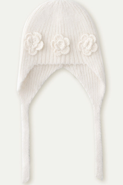 3D Flower Knitted Beanie Hat
