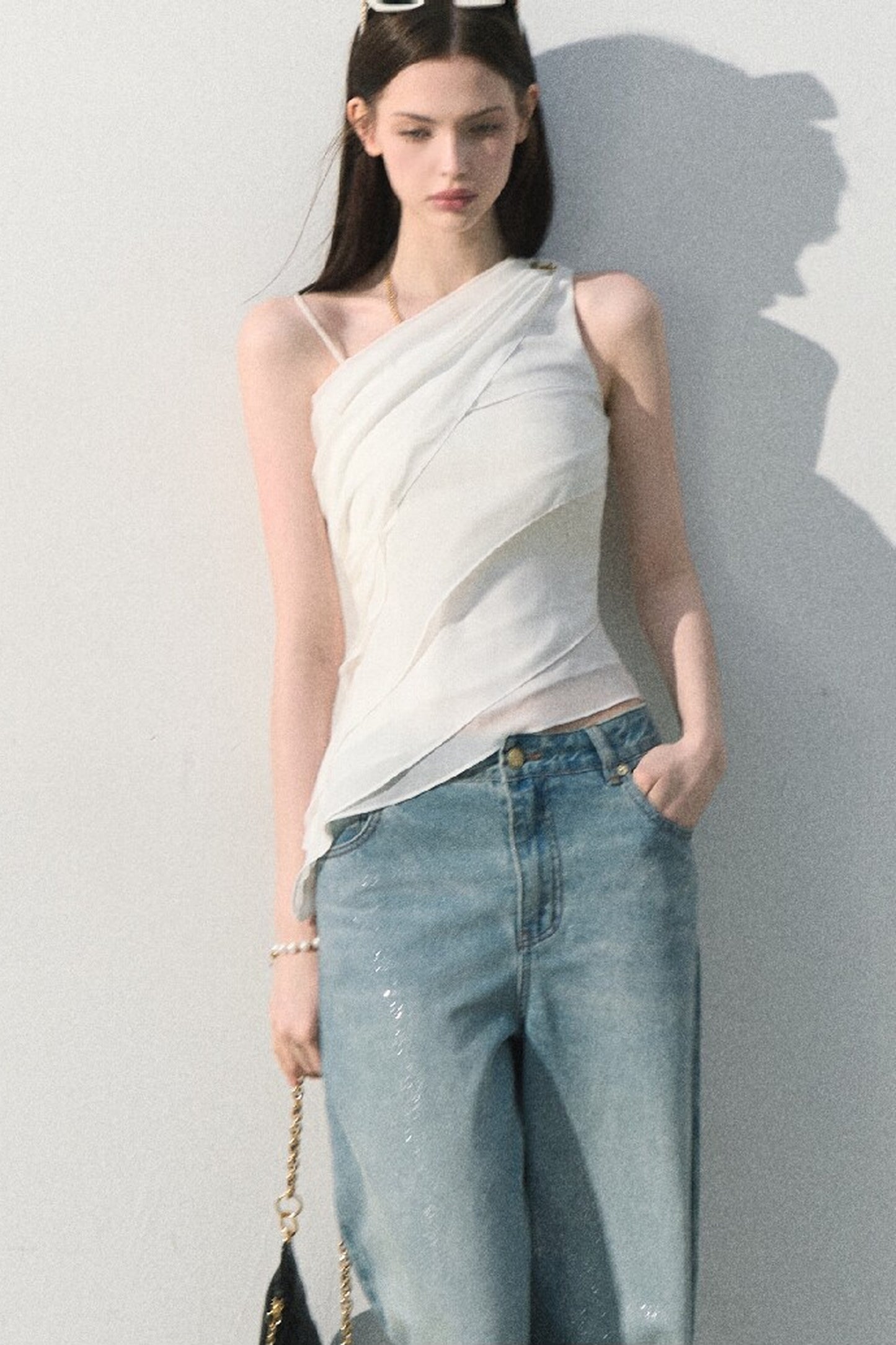 Asymmetrical Shoulder-Cut Tank Top