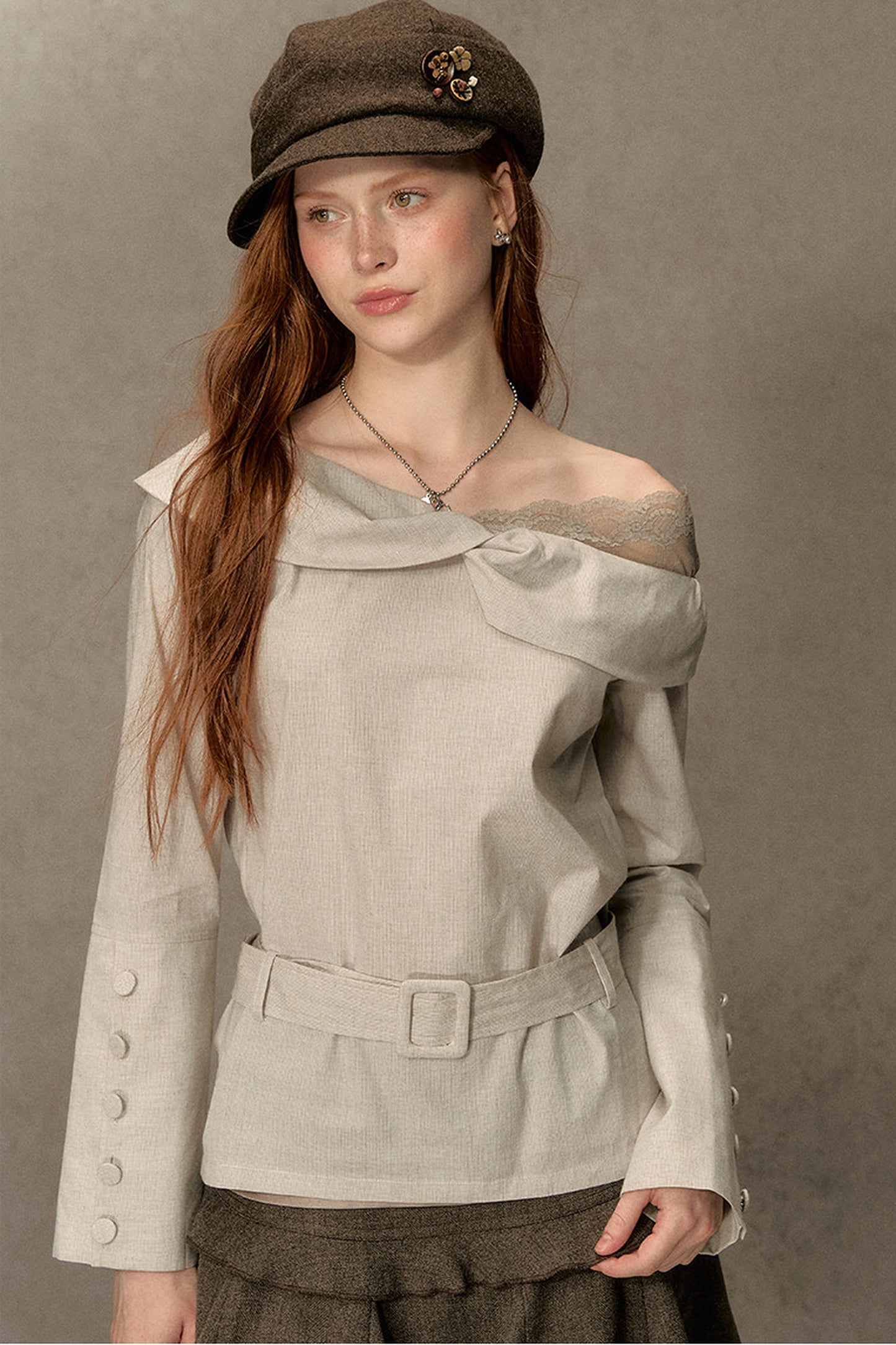 Long-Sleeve Off-Shoulder Shirt