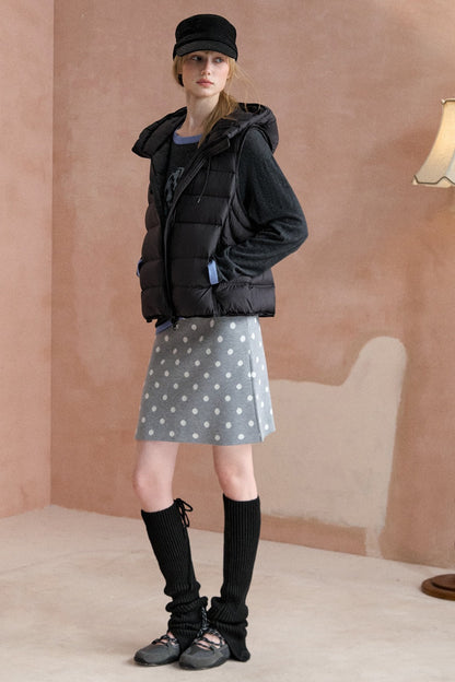 Ribbed Hooded Down Vest