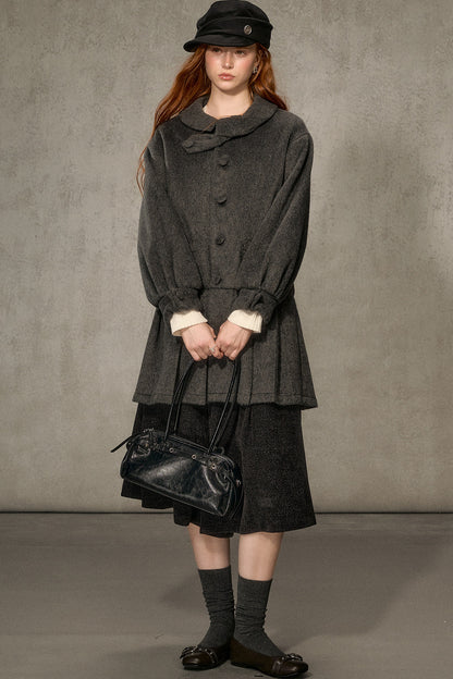 White Tea Letterhead Wool Blend Coat