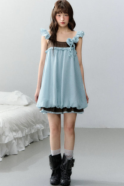 Strawberry Sundae Floral Flutter Sleeve Dress