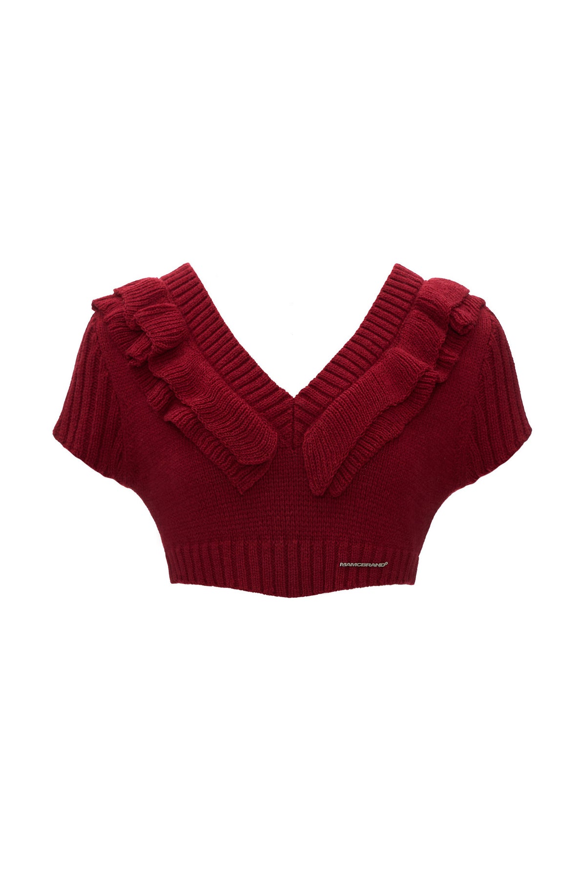 Cloud Soft Short-Sleeve Ruffled V-Neck Sweater