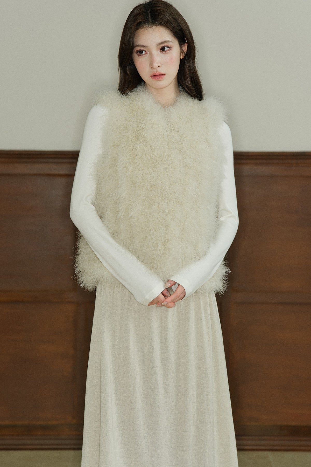 Natural Feather Sleeveless Vest