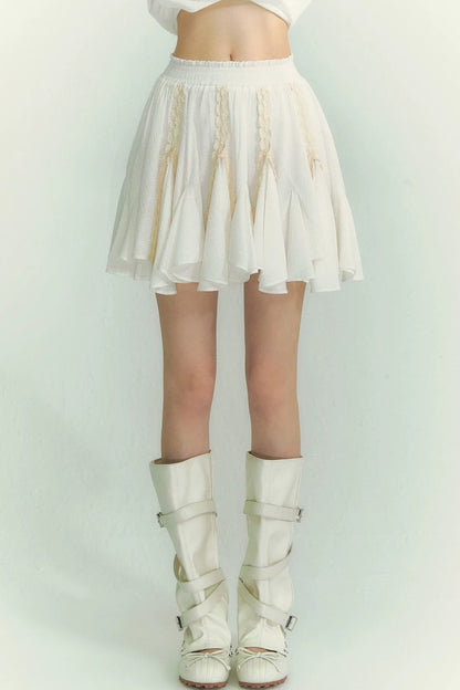 Lace Asymmetrical Leaf Hem Skirt