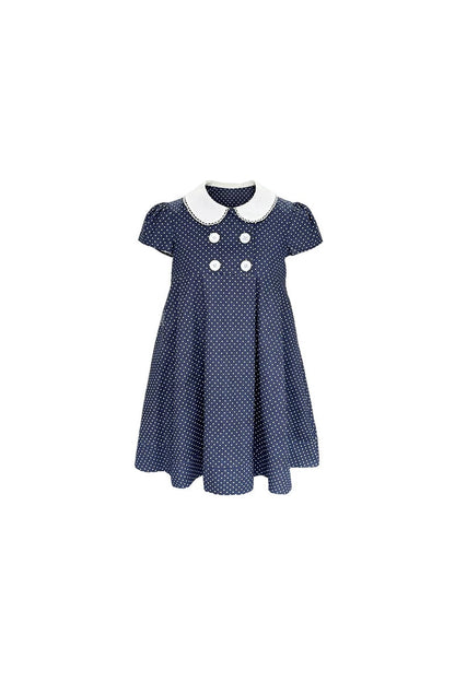 Navy Retro Polka Dot Dress