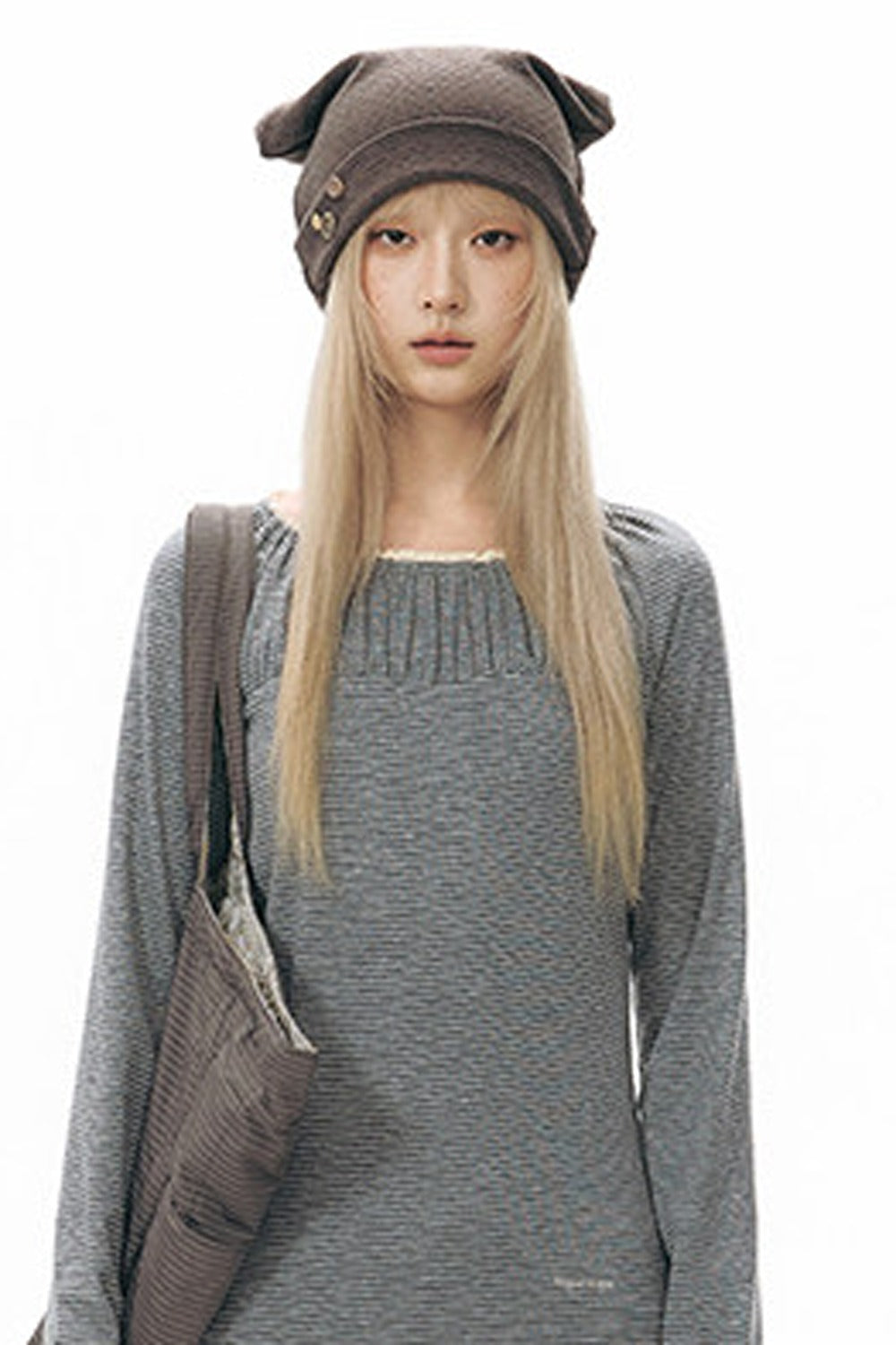Pleated Striped Knit Base Layer Top