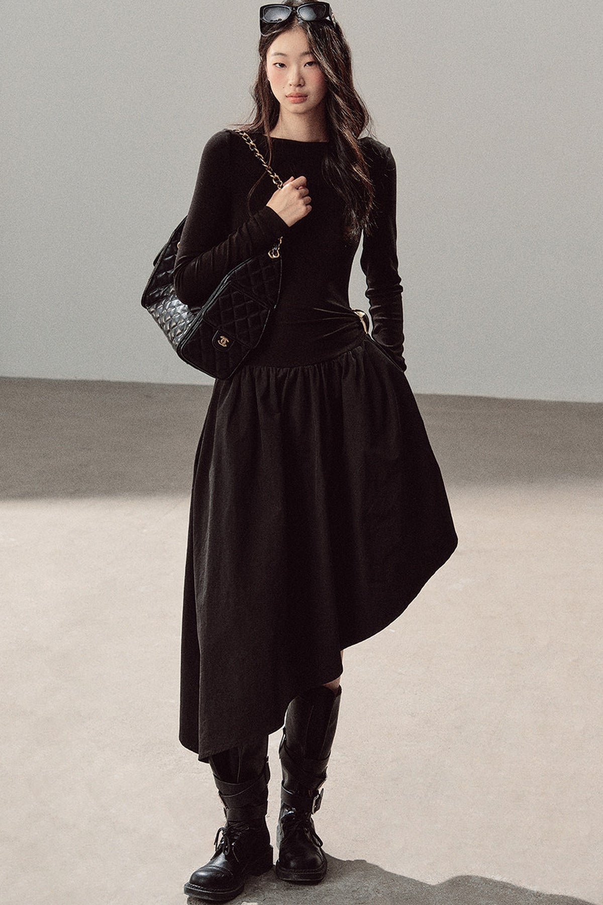 Black T-Shirt Patchwork Dress