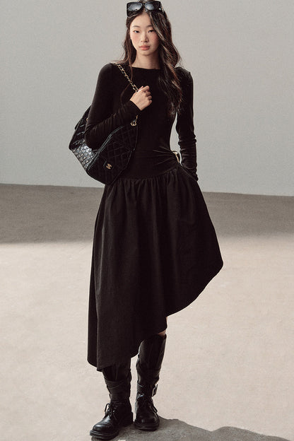 Black T-Shirt Patchwork Dress