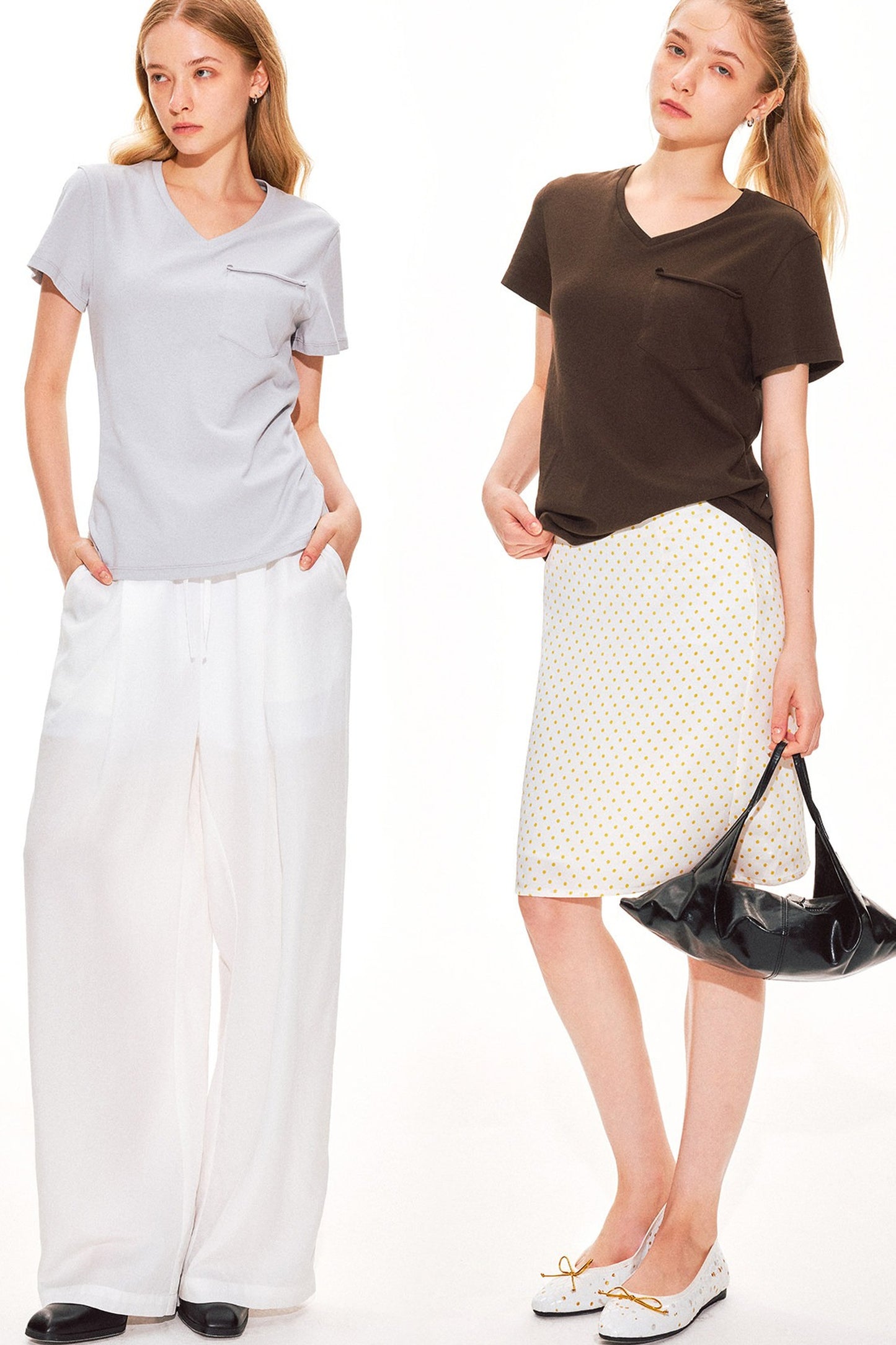 Haut col V en pur coton
