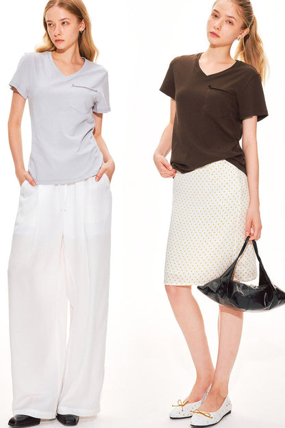 Haut col V en pur coton