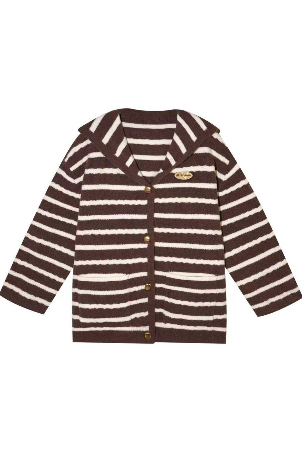 Hooded Striped Knit Cardigan