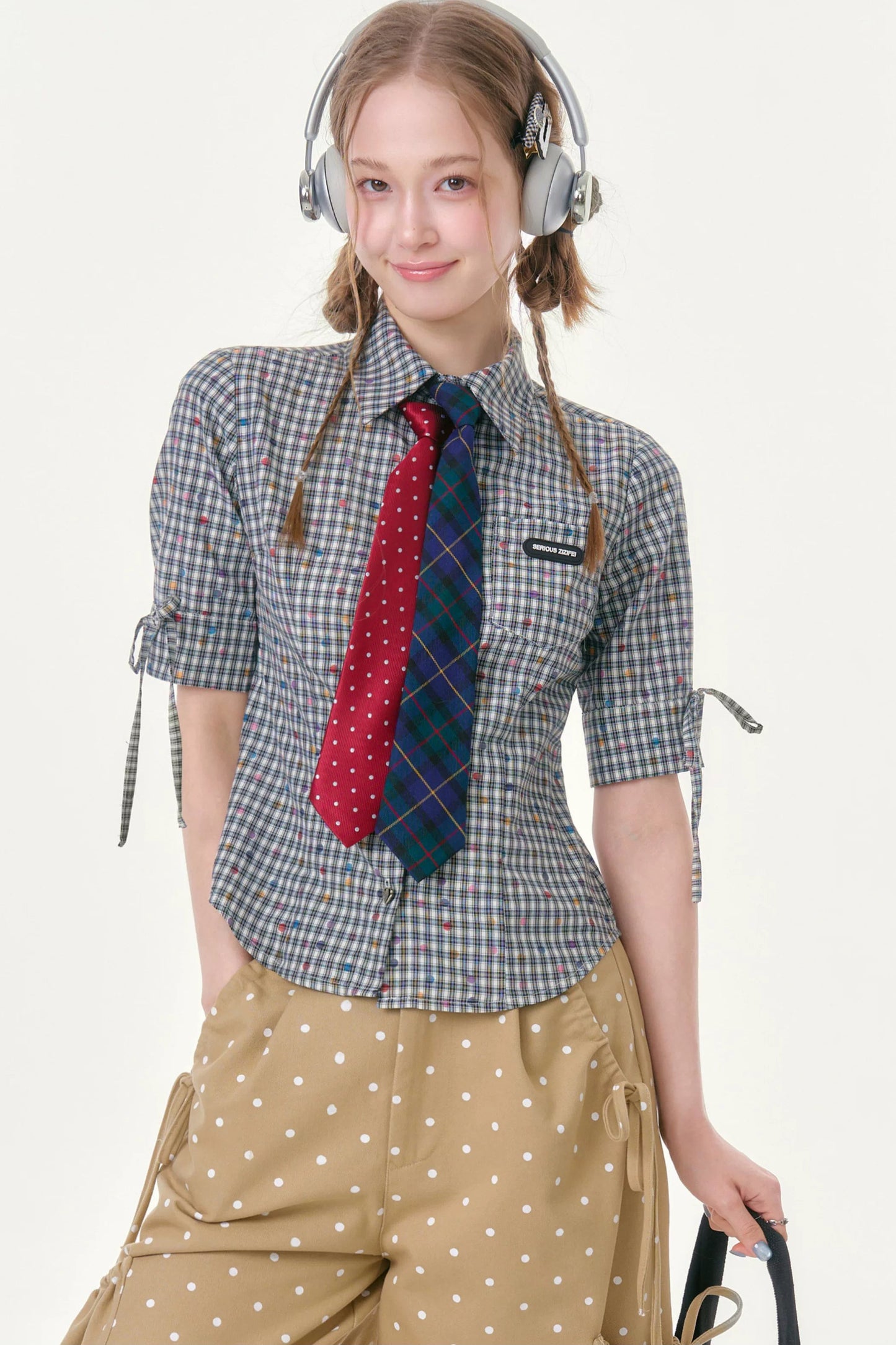 Retro Plaid Summer Blouse