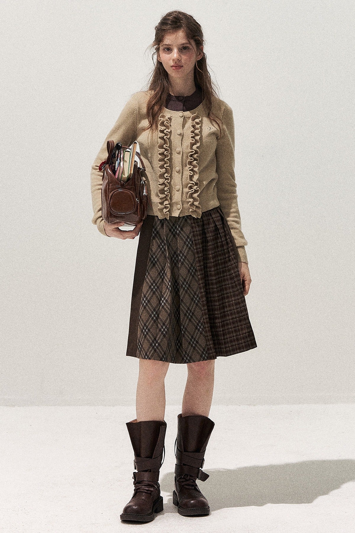 Layered-Look Floral Ruffle Sweater