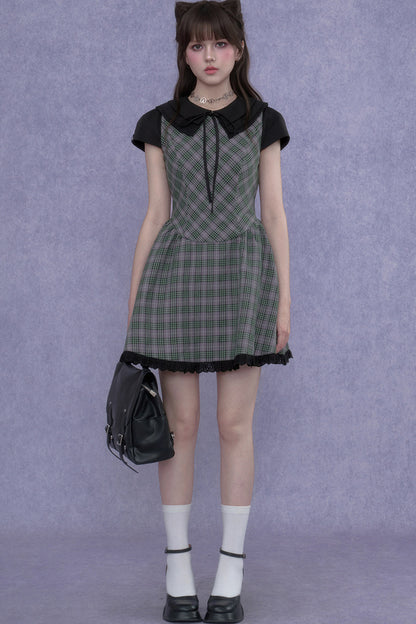 Green Plaid Peter Pan Dress