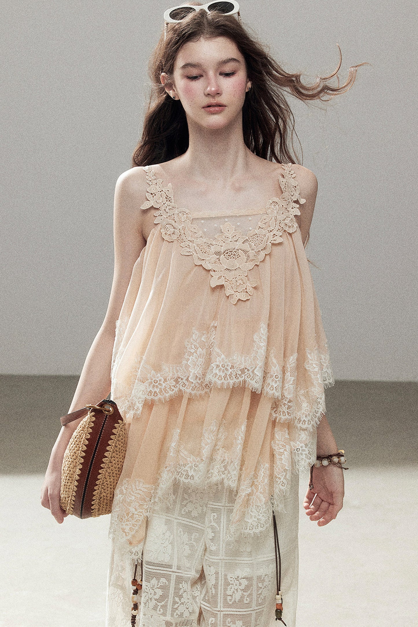 Irregular Lace Chiffon Camisole