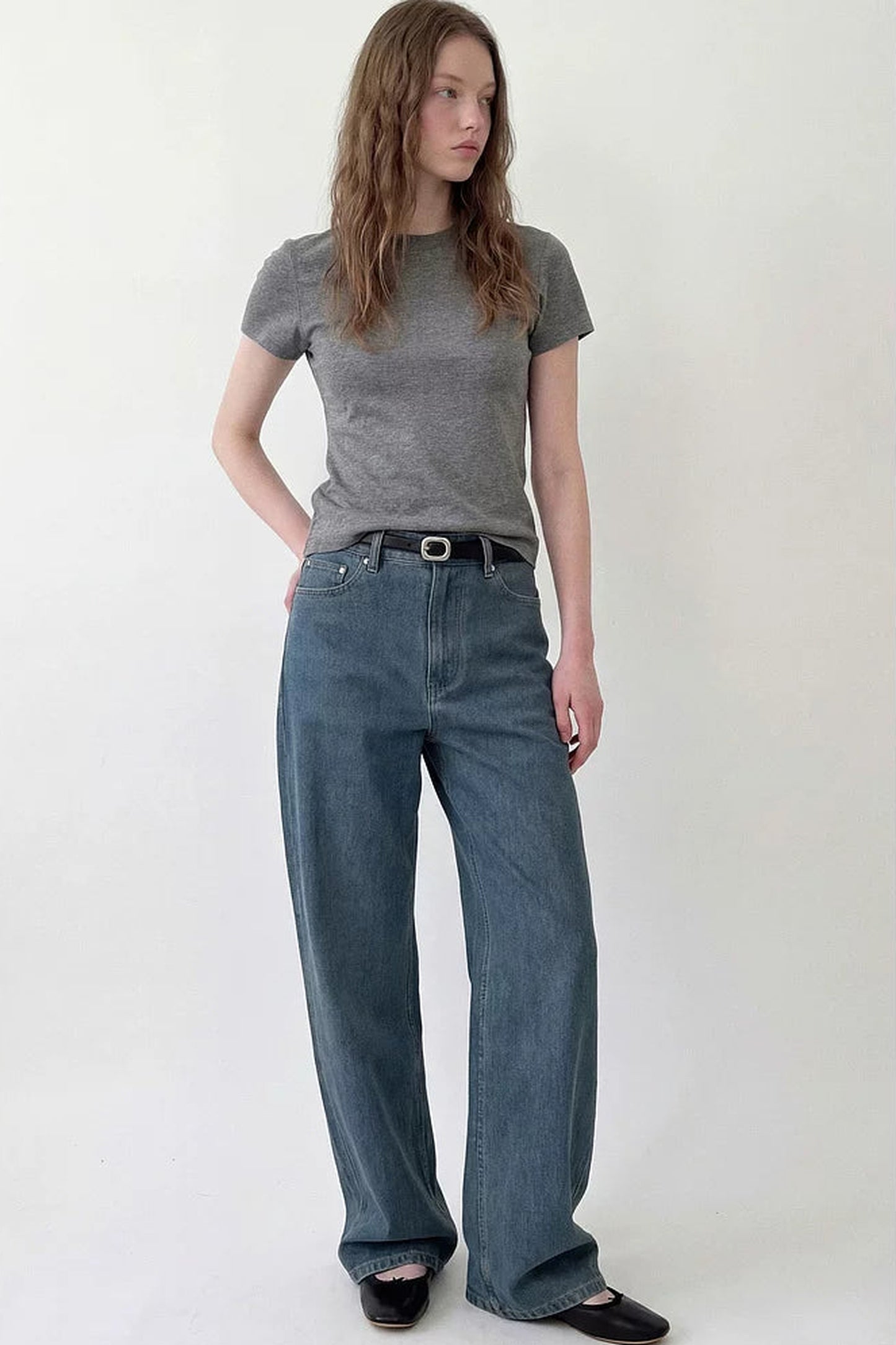 Pantaloni in denim vintage a vita alta