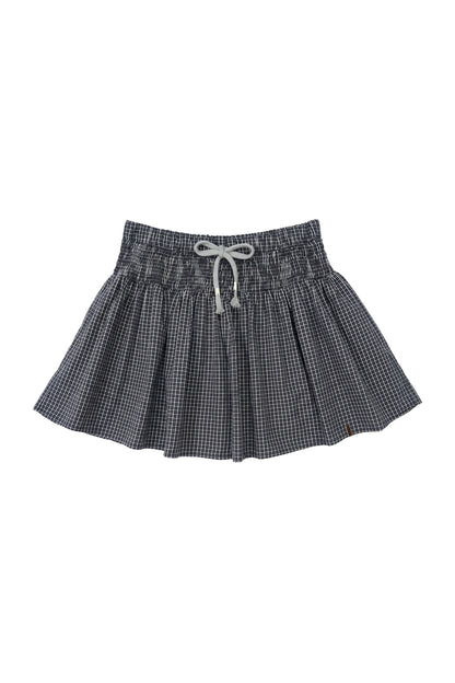 Drawstring Plaid A-Line Skirt