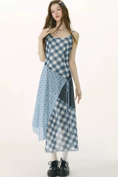 Mist Blue Deconstructed Polka Dot Dress