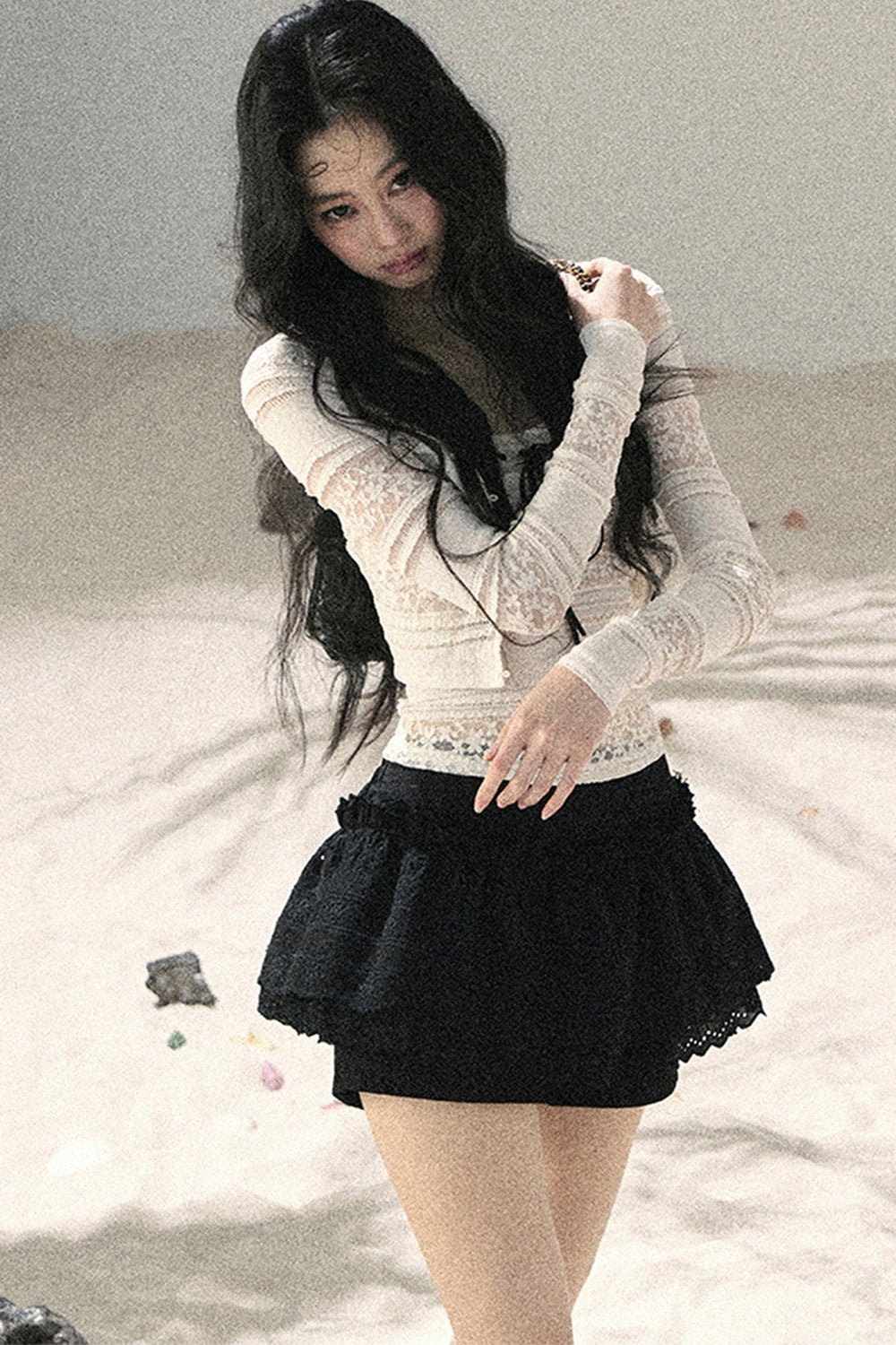 레이스 펀칭 여름 투피스 세트
