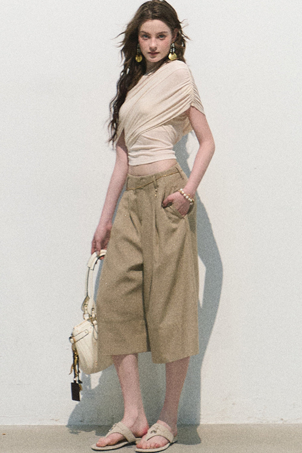 Colorful Lyocell Linen Capri Pants