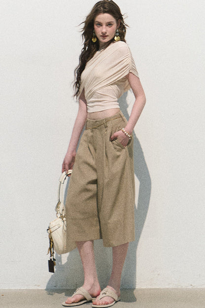 Colorful Lyocell Linen Capri Pants
