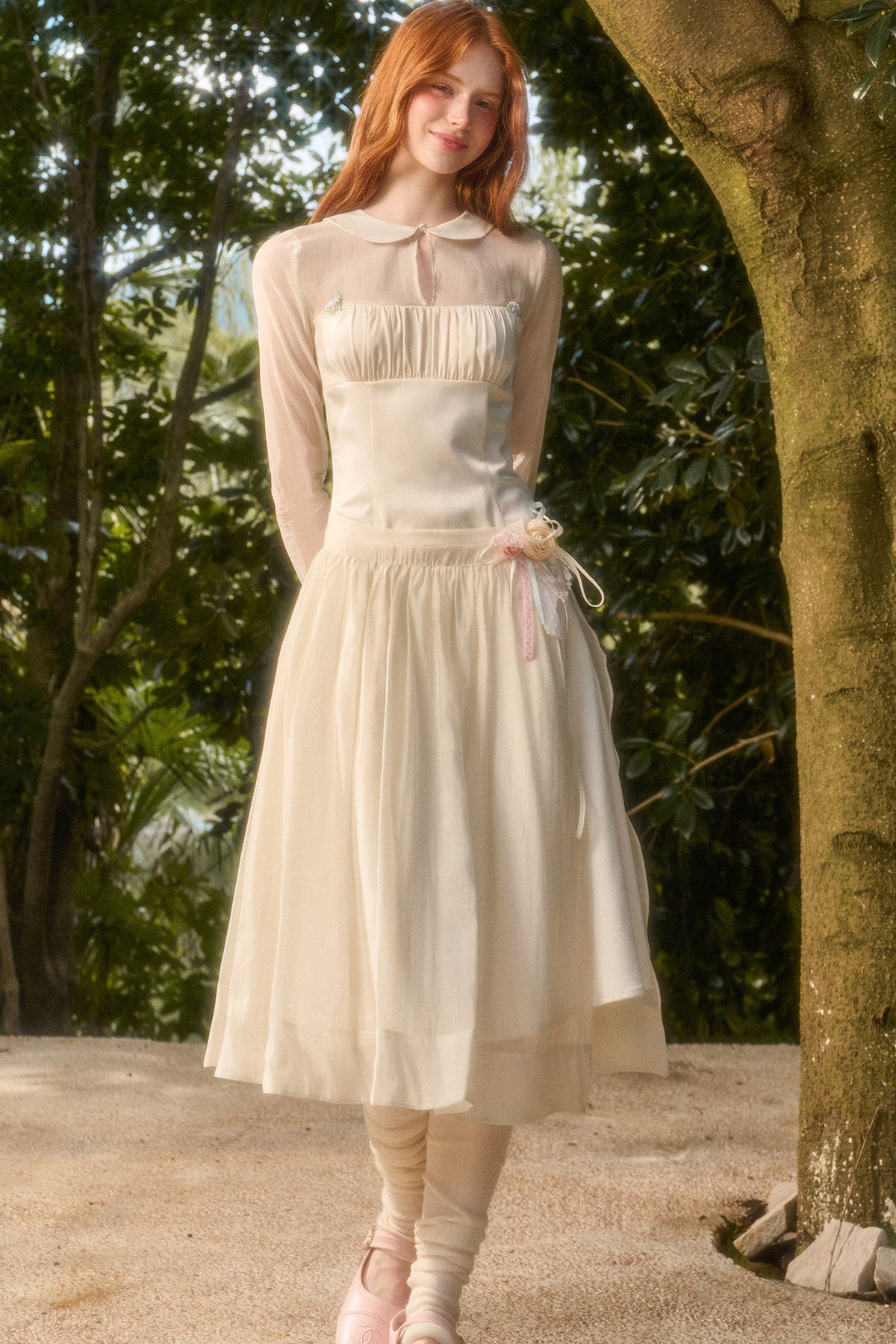 Satin Tencel Lapel Dress