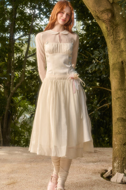 Satin Tencel Lapel Dress