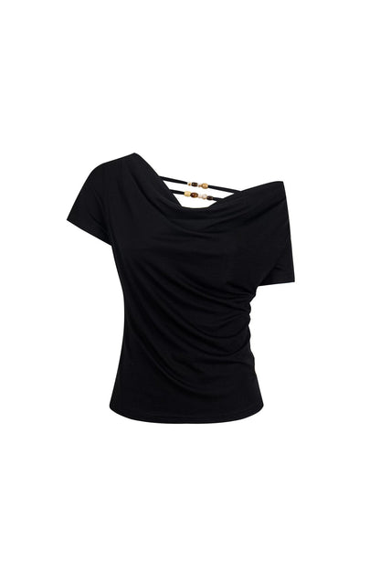 T-shirt americana rétro con spalle scoperte