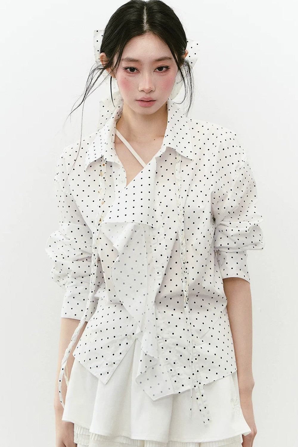 Layered Cropped Long-Sleeve Shirt
