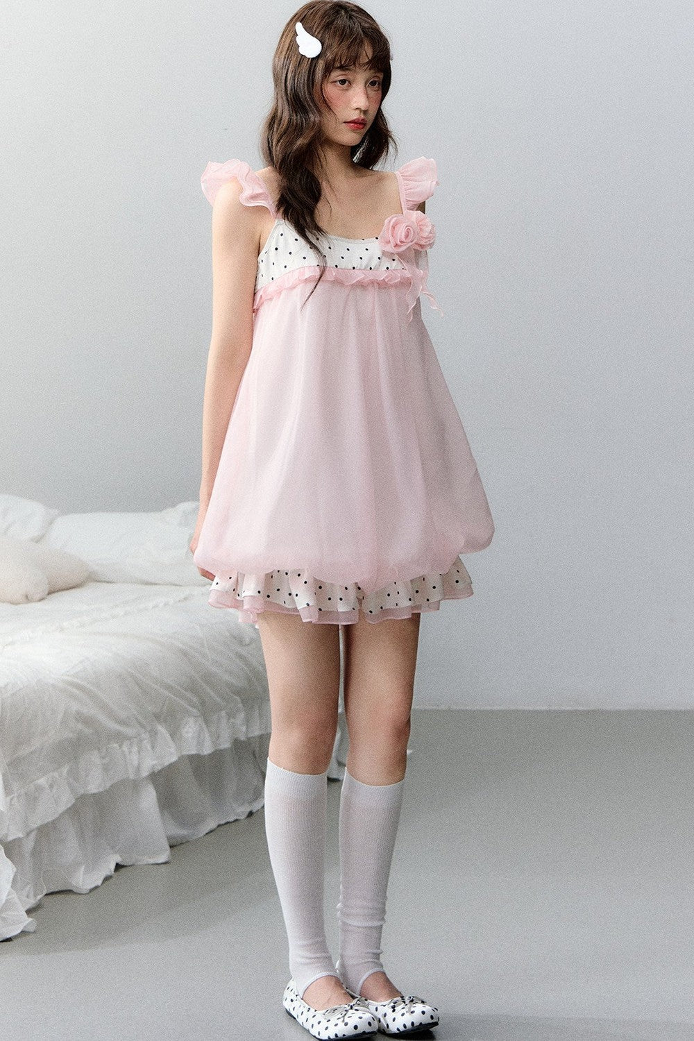 Strawberry Sundae Floral Flutter Sleeve Dress