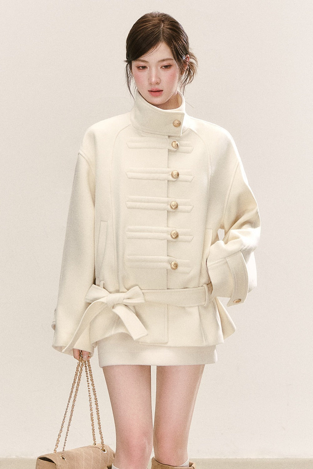 Loose Stand Collar Woolen Jacket