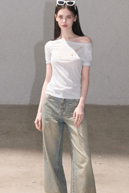 Retro Gradient Cotton Jeans