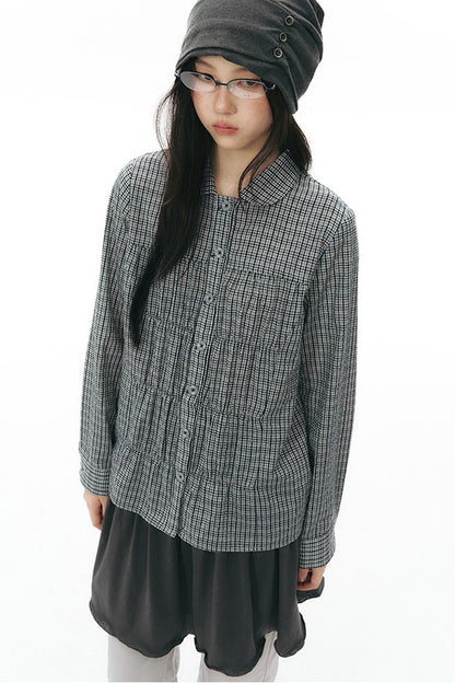 Side Seam Button Pleated Beanie Knit